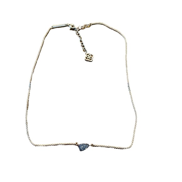 Kendra Scott Jewelry - Kendra Scott Tess Blue Drusy & Rhodium Pendant Necklace NWT 14-16" Chain